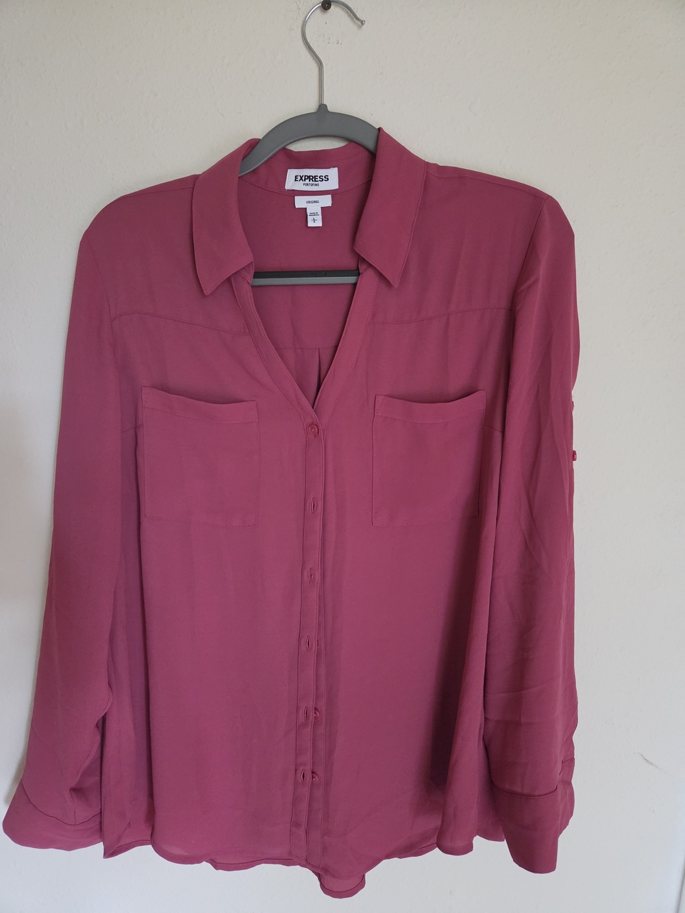 NWOT Express Women's ROSE PINK Button-Front Blouse